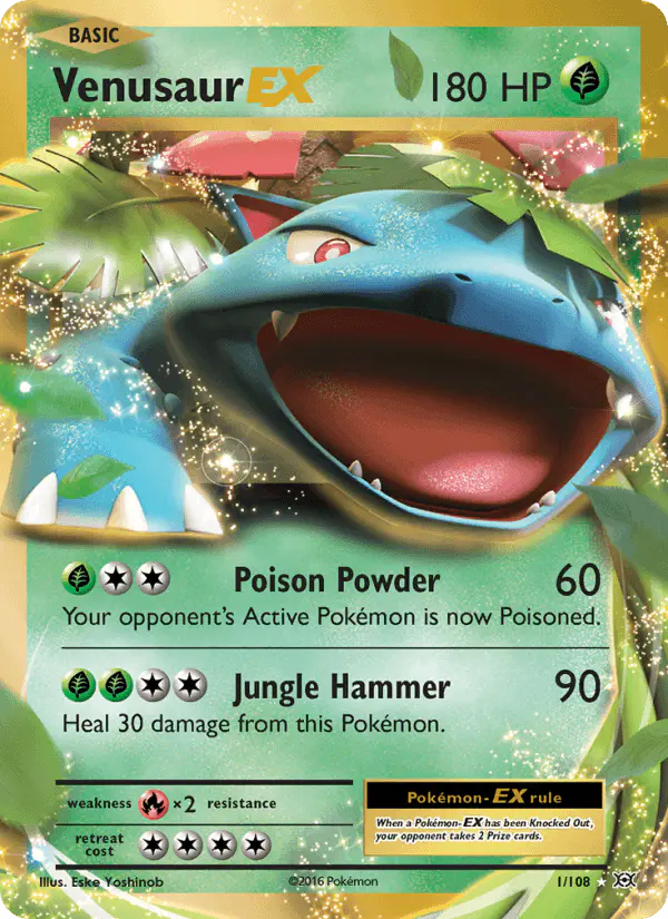 Carta Venusaur EX 1/108 de Evolutions