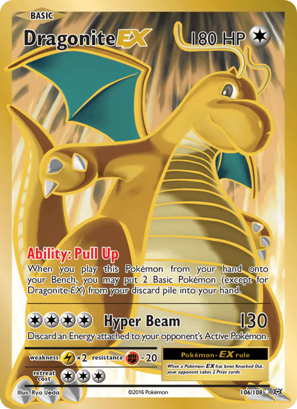 Carta Dragonite EX 106/108 de Evolutions