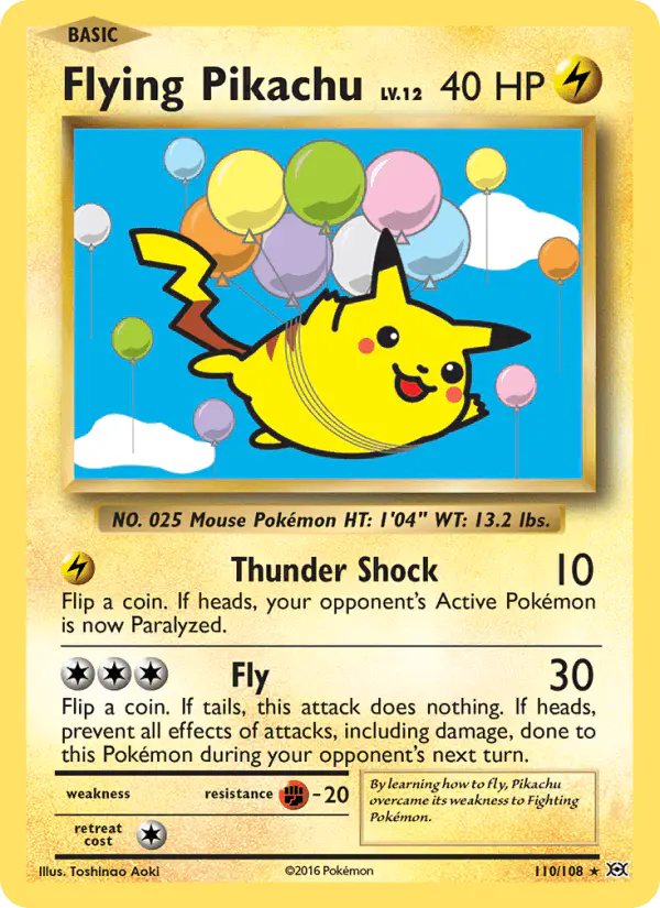 Carta Flying Pikachu 110/108 de Evolutions