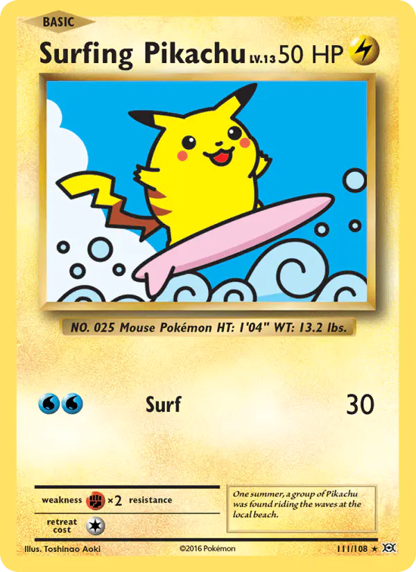 Carta Surfing Pikachu 111/108 de Evolutions