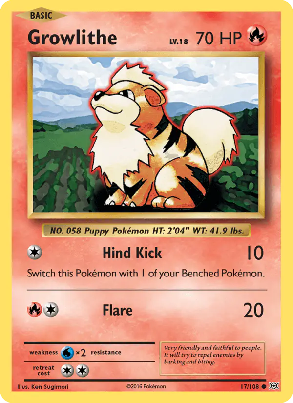 Carta Growlithe 17/108 de Evolutions