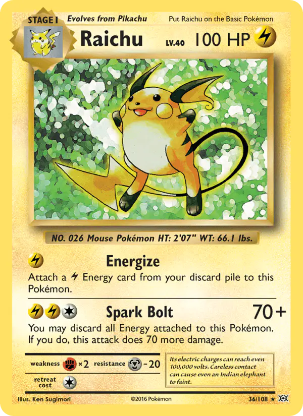 Carta Raichu 36/108 de Evolutions