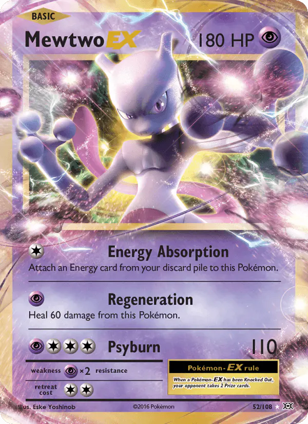 Carta Mewtwo EX 52/108 de Evolutions