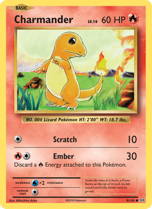 Carta Charmander 9/108 de Evolutions