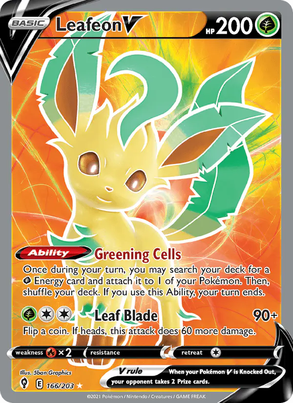 Carta Leafeon V 166/203 de Evolving Skies