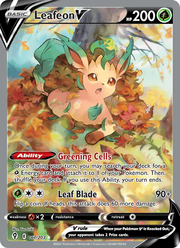 Carta Leafeon V 167/203 de Evolving Skies