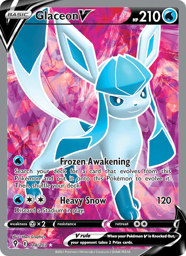 Carta Glaceon V 174/203 de Evolving Skies