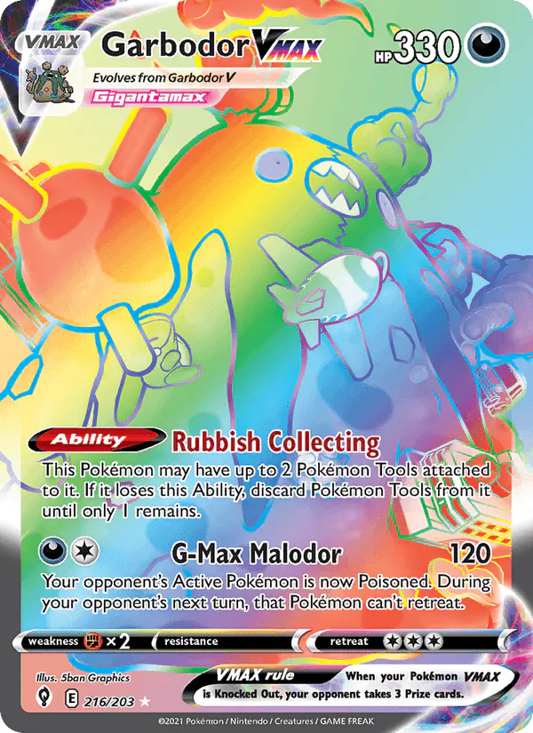 Carta Garbodor VMAX 216/203 de Evolving Skies