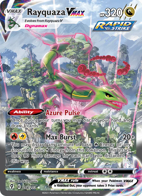 Carta Rayquaza VMAX 218/203 de Evolving Skies