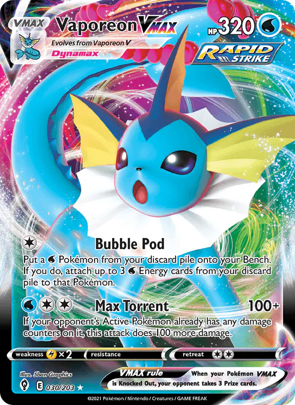 Carta Vaporeon VMAX 030/203 de Evolving Skies