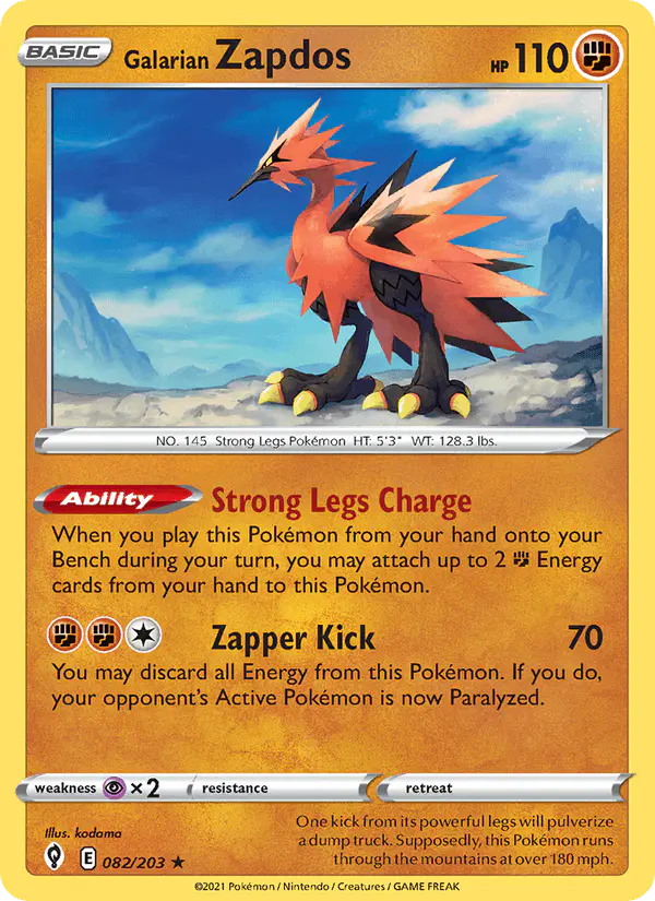 Carta Galarian Zapdos 082/203 de Evolving Skies