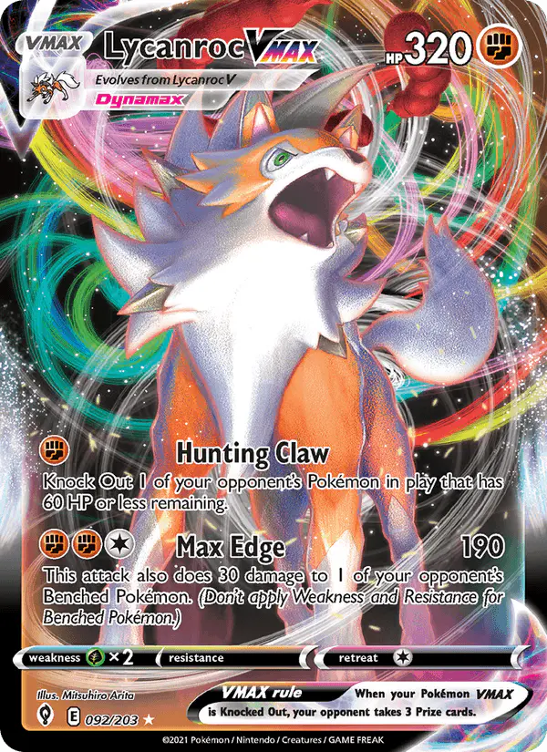 Carta Lycanroc VMAX 092/203 de Evolving Skies