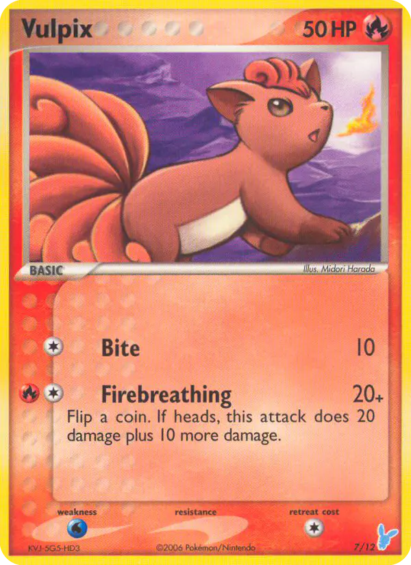 Carta Vulpix 7/12 de EX trainer Kit 2 (Minun)