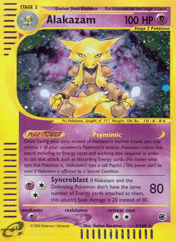 Carta Alakazam 1/165 de Expedition Base Set