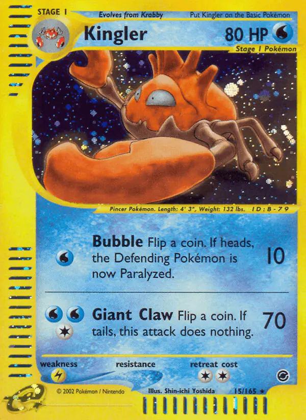 Carta Kingler 15/165 de Expedition Base Set