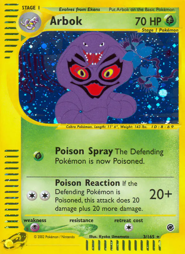 Carta Arbok 3/165 de Expedition Base Set