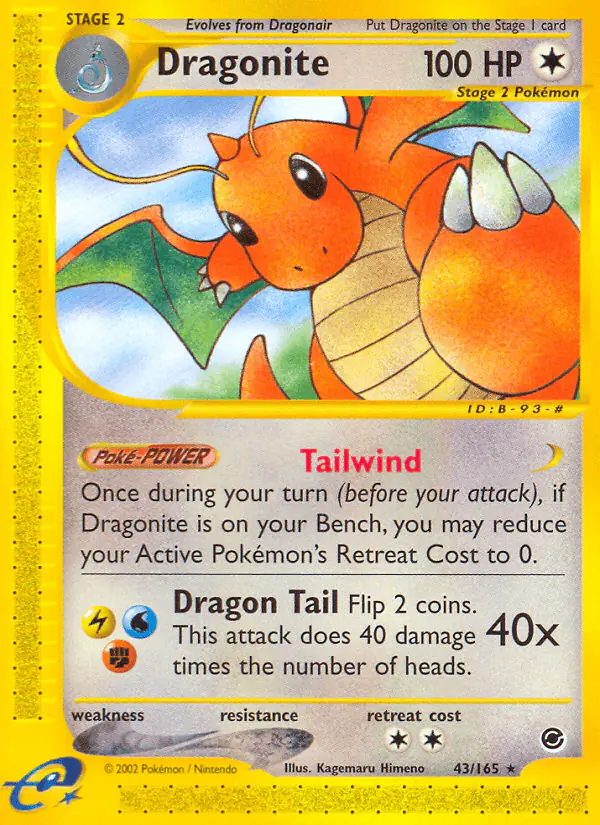 Carta Dragonite 43/165 de Expedition Base Set
