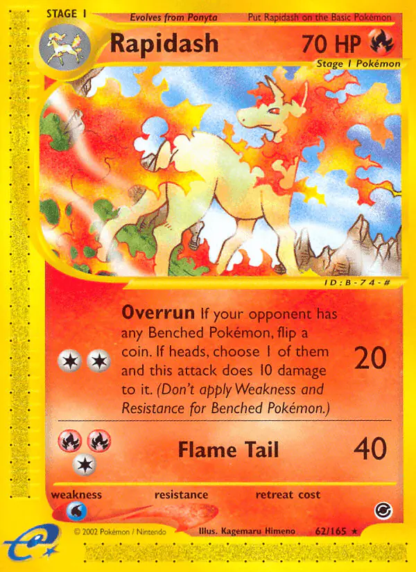 Carta Rapidash 62/165 de Expedition Base Set