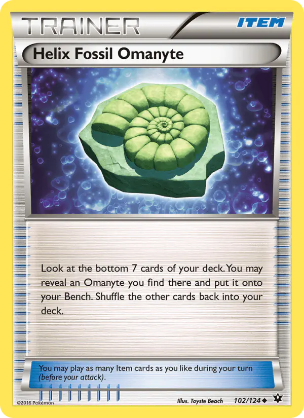 Carta Helix Fossil Omanyte 102/124 de Fates Collide