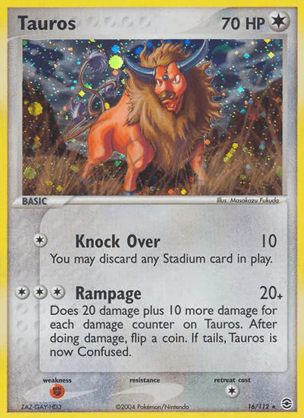 Carta Tauros 16/112 de FireRed & LeafGreen