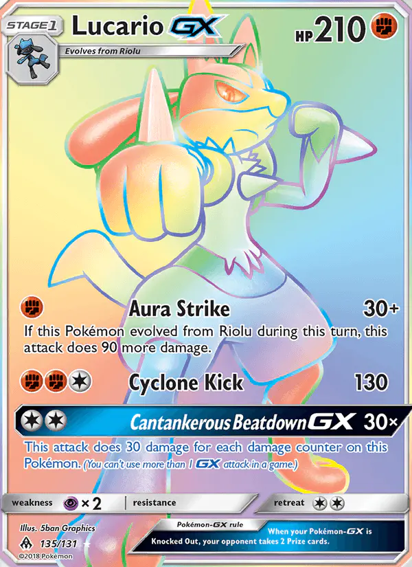 Carta Lucario GX 135/131 de Forbidden Light