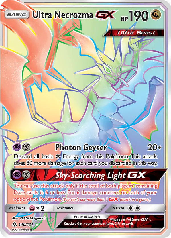 Carta Ultra Necrozma GX 140/131 de Forbidden Light