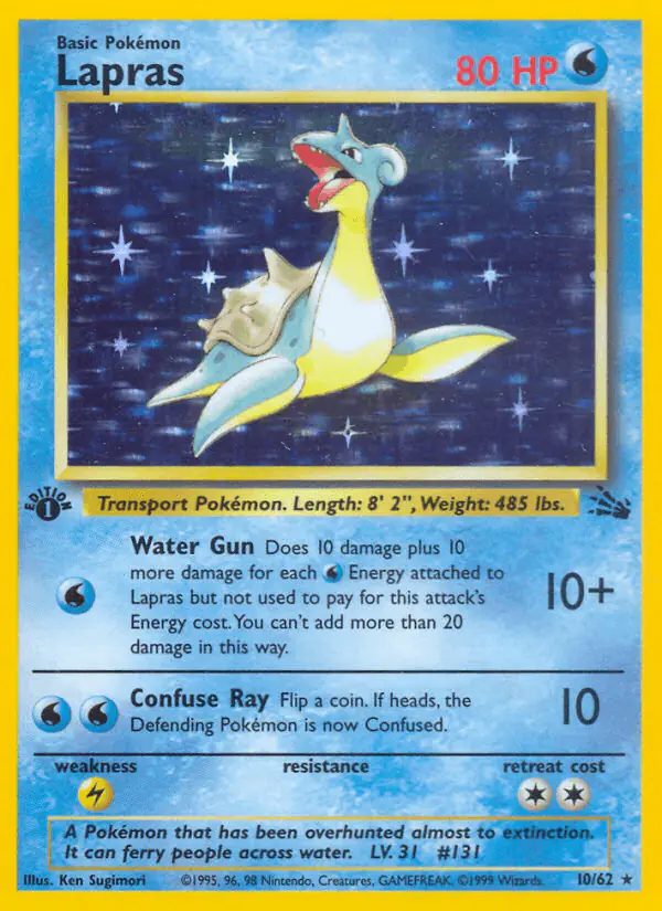 Carta Lapras 10/62 de Fossil