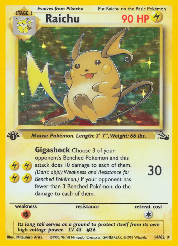 Carta Raichu 14/62 de Fossil