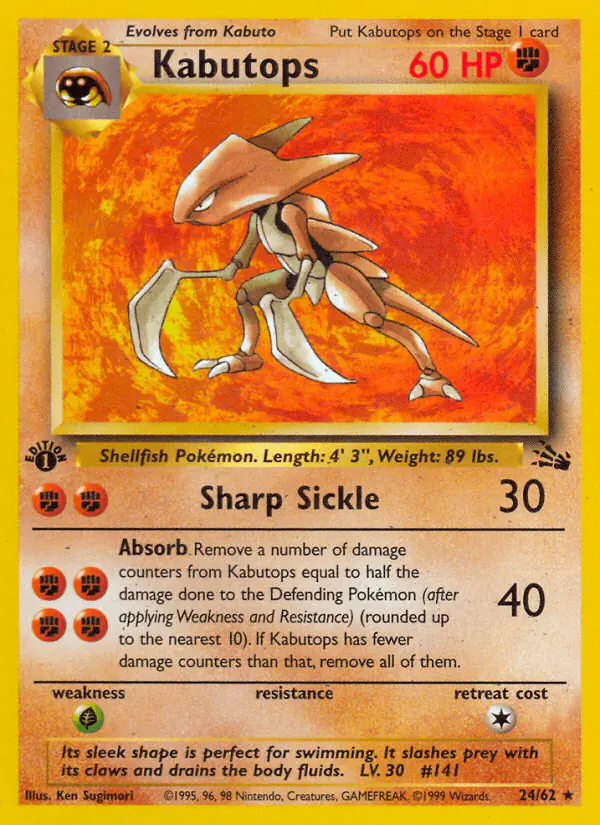 Carta Kabutops 24/62 de Fossil