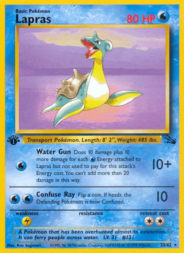 Carta Lapras 25/62 de Fossil