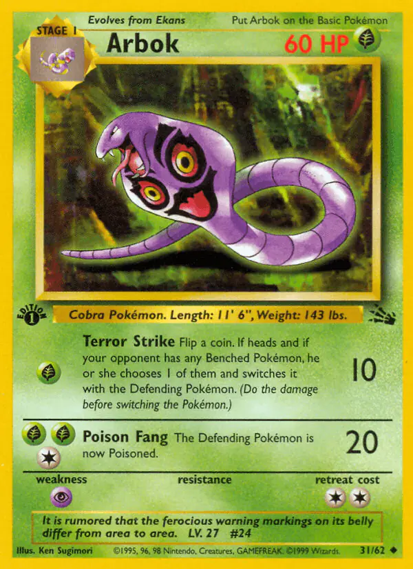Carta Arbok 31/62 de Fossil
