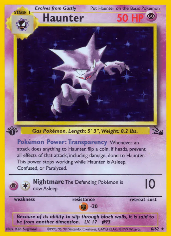 Carta Haunter 6/62 de Fossil