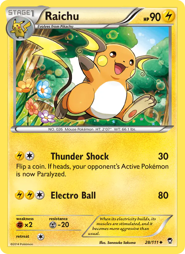 Carta Raichu 28/111 de Furious Fists