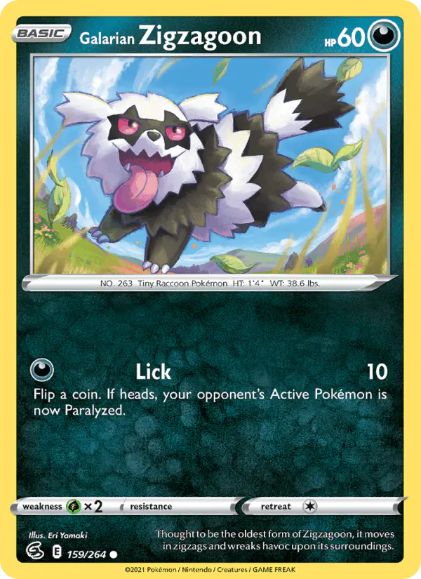 Carta Galarian Zigzagoon 159/264 de Fusion Strike