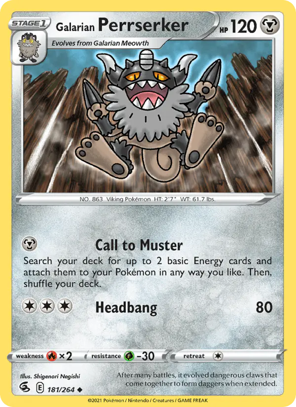 Carta Galarian Perrserker 181/264 de Fusion Strike