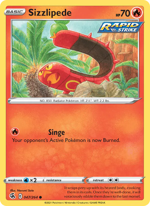 Carta Sizzlipede 047/264 de Fusion Strike