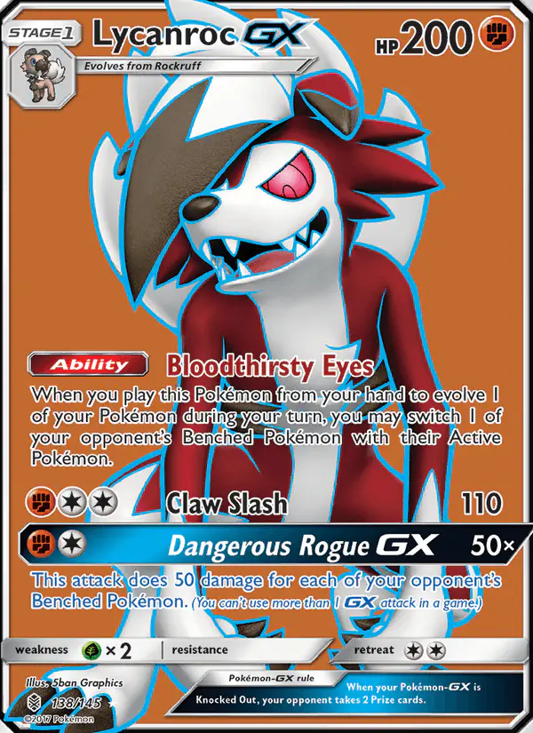 Carta Lycanroc GX 138/145 de Guardians Rising