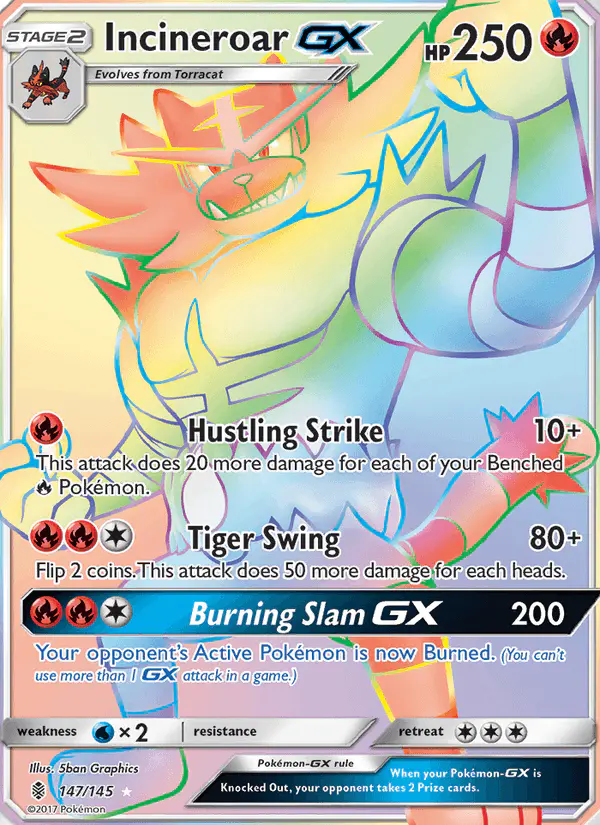 Carta Incineroar GX 147/145 de Guardians Rising