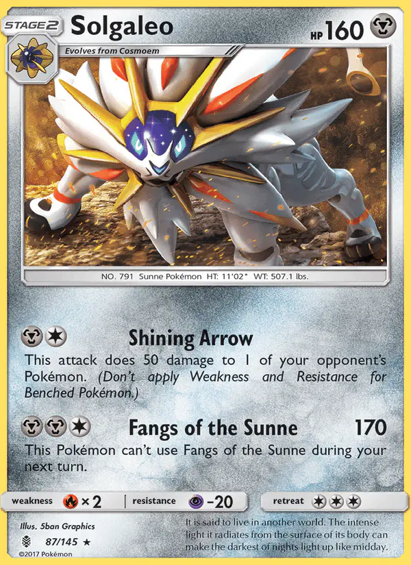 Carta Solgaleo 87/145 de Guardians Rising