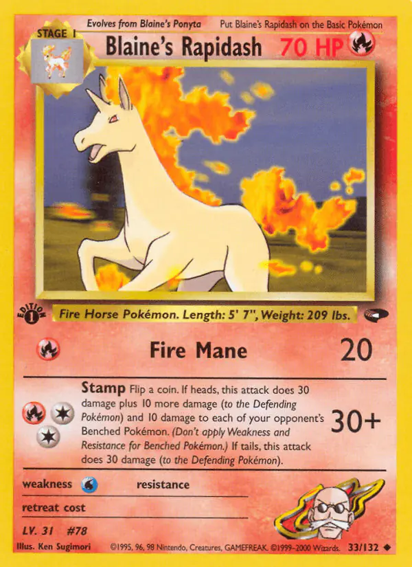 Carta Blaine's Rapidash 33/132 de Gym Challenge