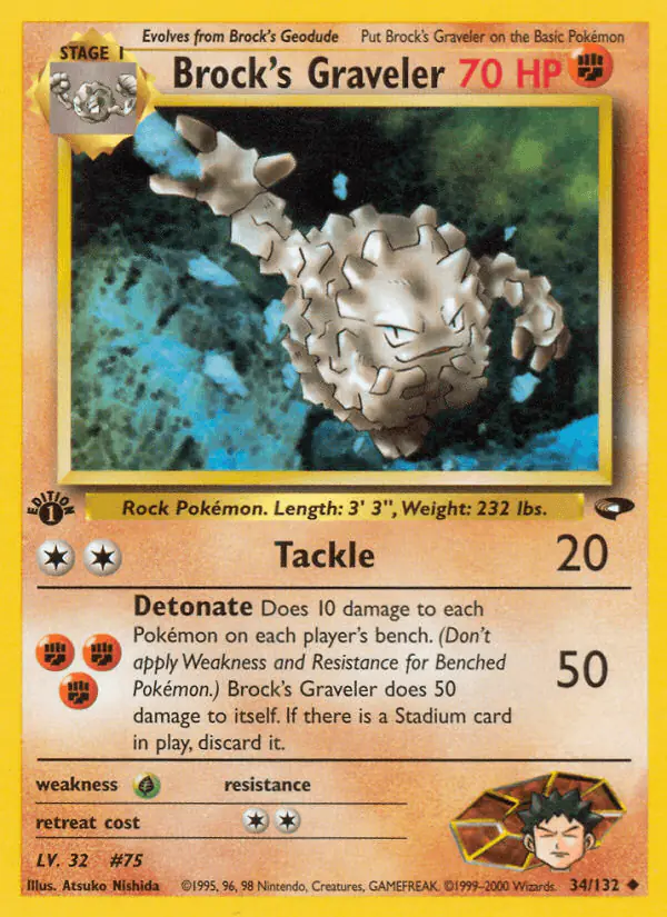 Carta Brock's Graveler 34/132 de Gym Challenge