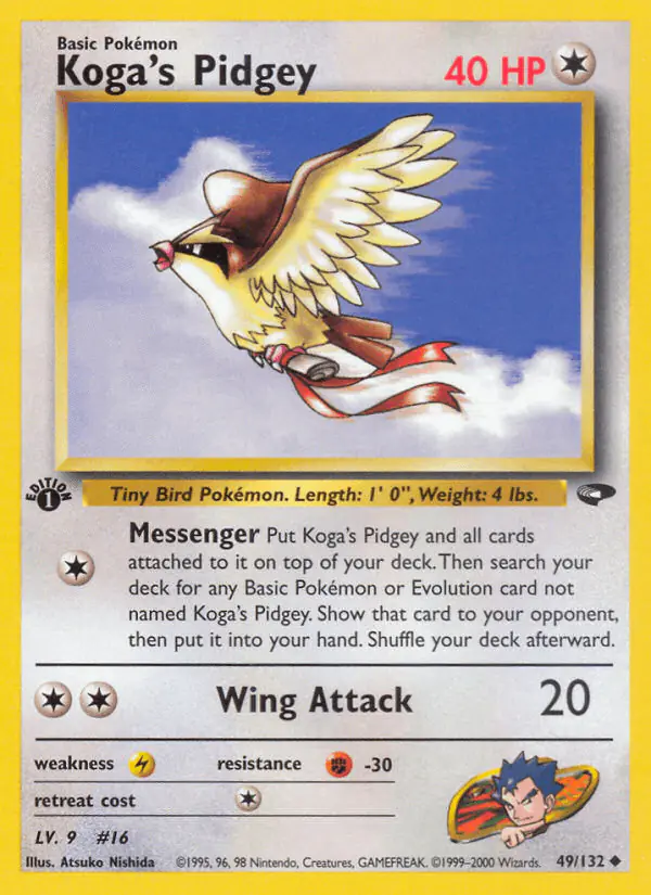 Carta Koga's Pidgey 49/132 de Gym Challenge