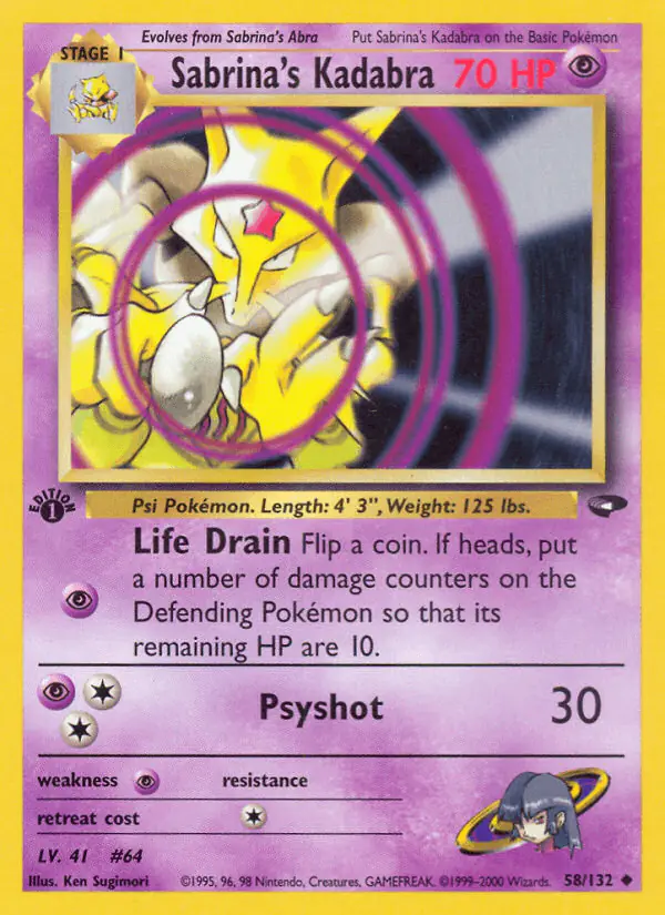 Carta Sabrina's Kadabra 58/132 de Gym Challenge