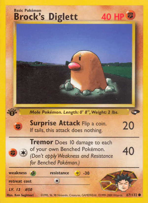 Carta Brock's Diglett 67/132 de Gym Challenge