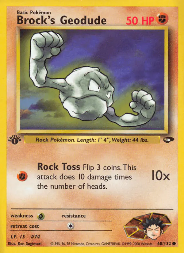 Carta Brock's Geodude 68/132 de Gym Challenge