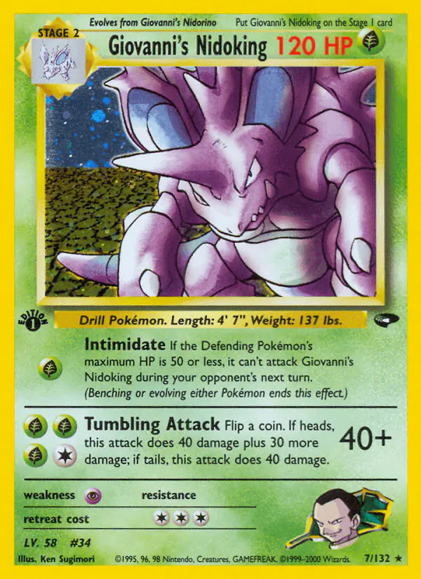 Carta Giovanni's Nidoking 7/132 de Gym Challenge