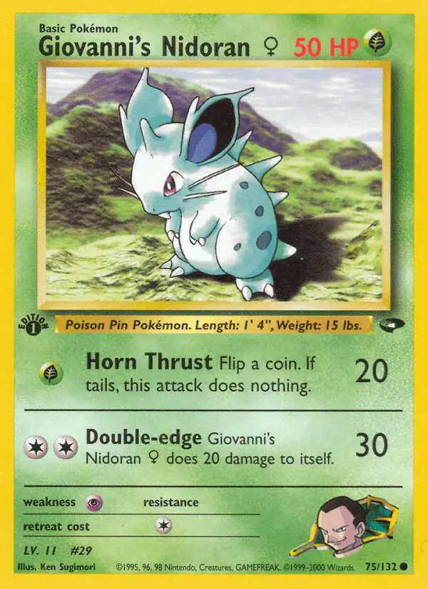Carta Giovanni's Nidoran ♀ 75/132 de Gym Challenge