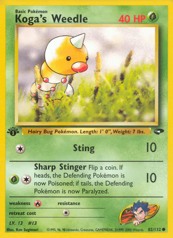Carta Koga's Weedle 82/132 de Gym Challenge