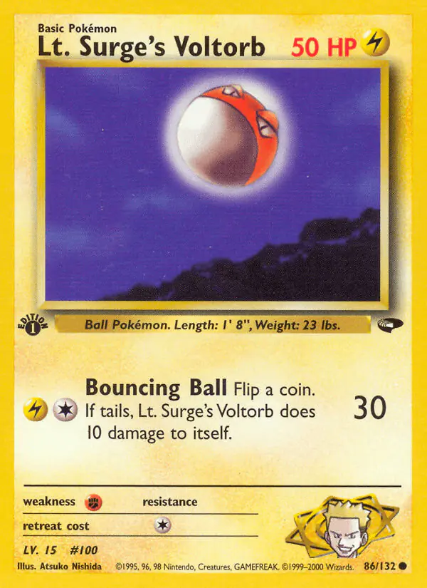 Carta Lt. Surge's Voltorb 86/132 de Gym Challenge