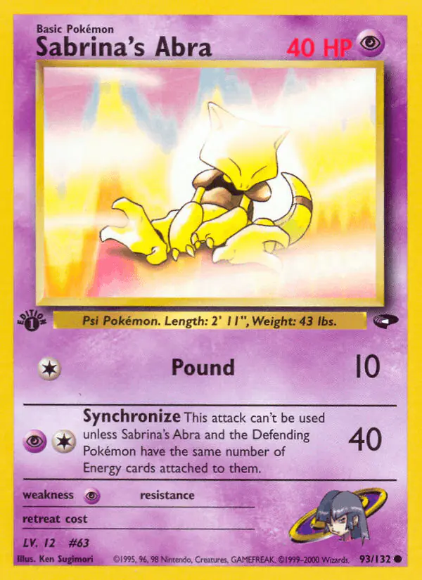 Carta Sabrina's Abra 93/132 de Gym Challenge
